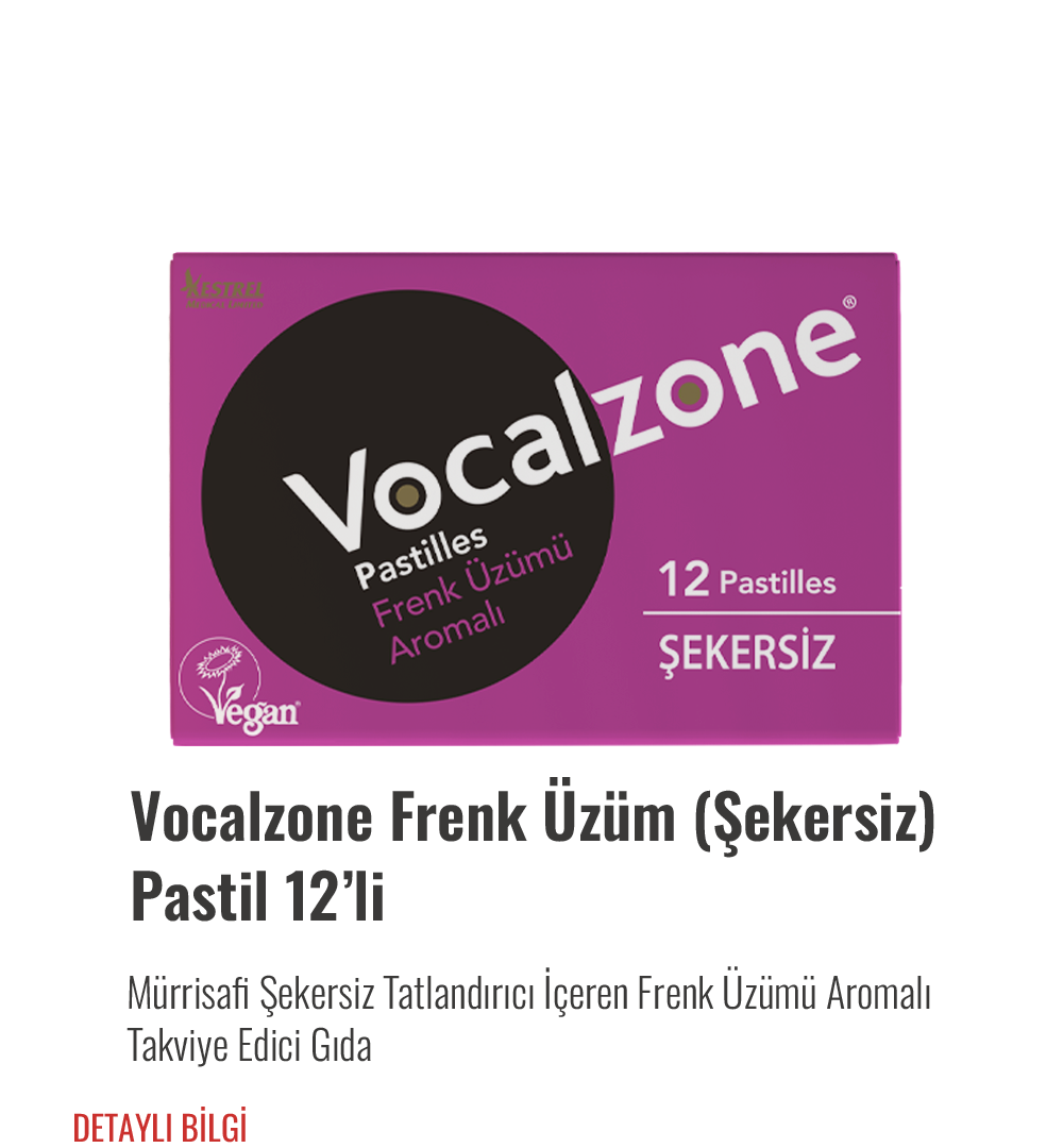 Vocalzone Frenk Üzümlü (Şekersiz) Pastil 12'li